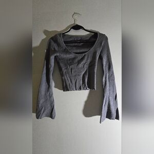 Garage Gray Ribbed Crop Top